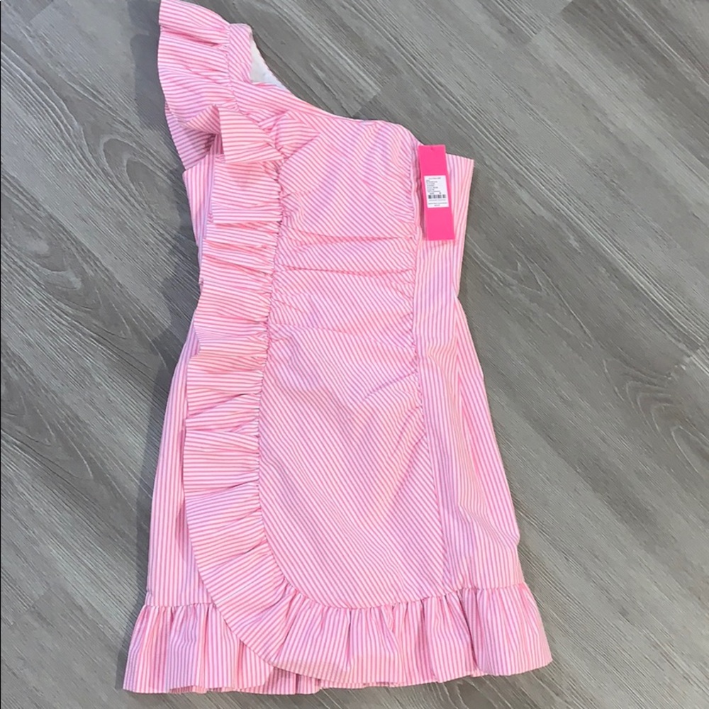 Lilly Pulitzer one shoulder ruffle mini dress